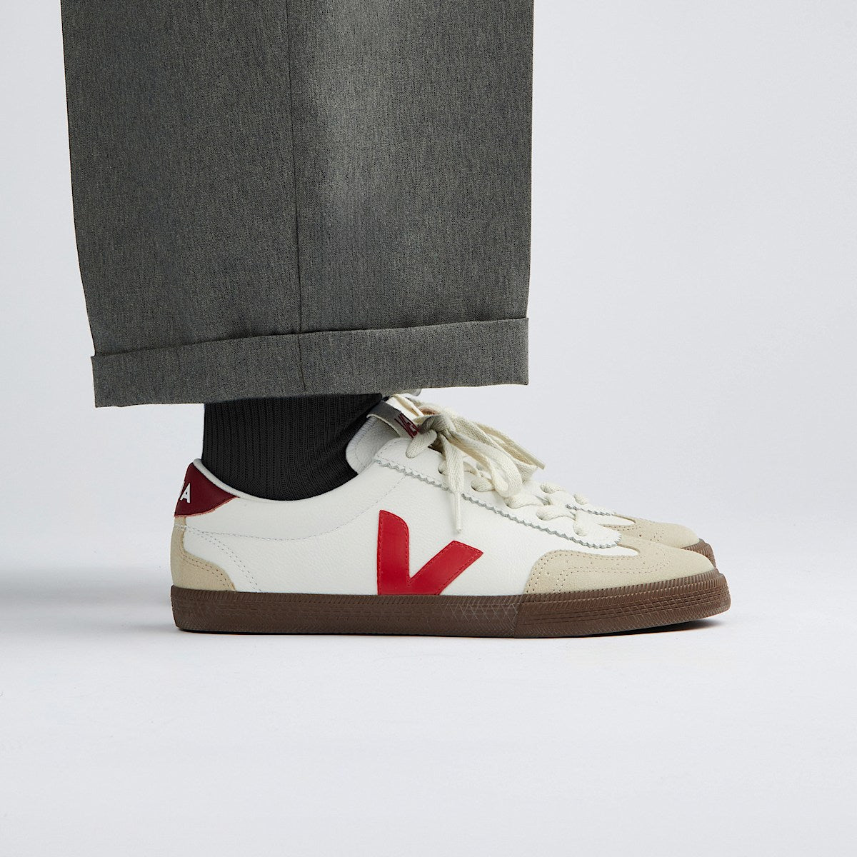 VEJA Volley Leather White Pekin Bark - Image 4