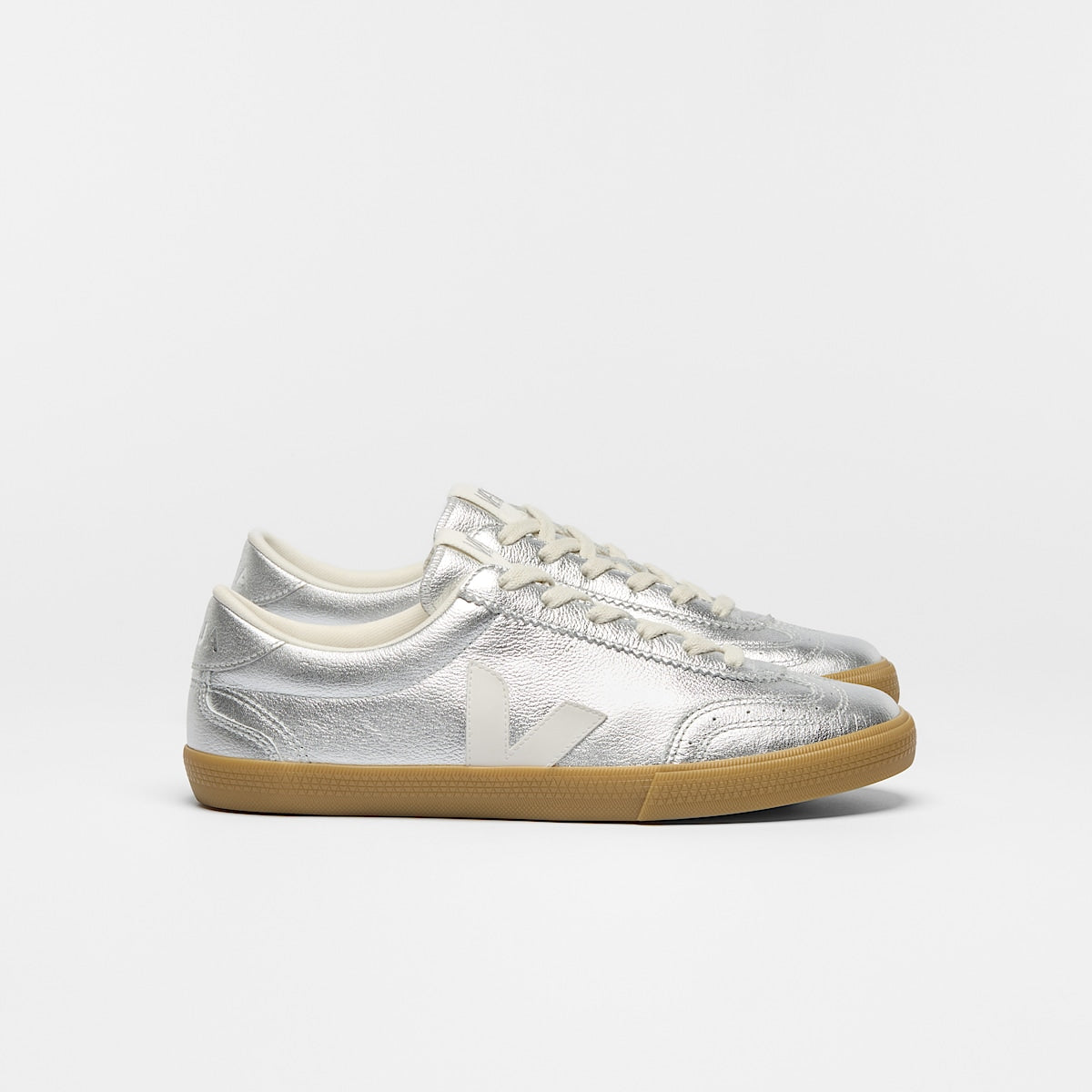 VEJA Volley Leather Silver White Natural