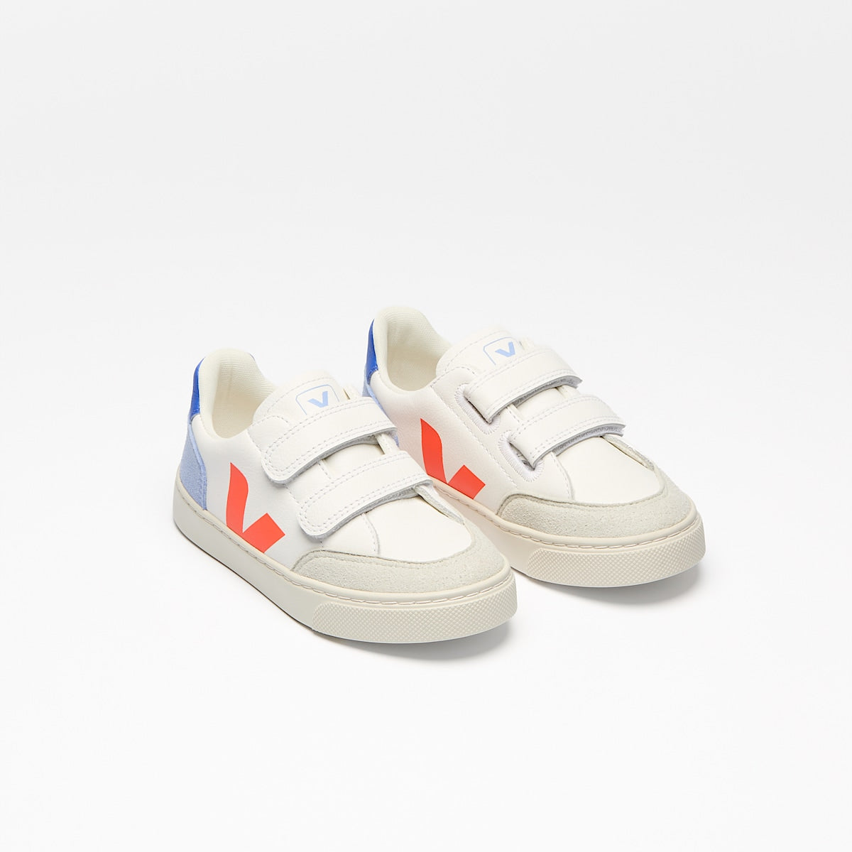 VEJA V-12 Leather White Multico Orange Fluo - Image 3