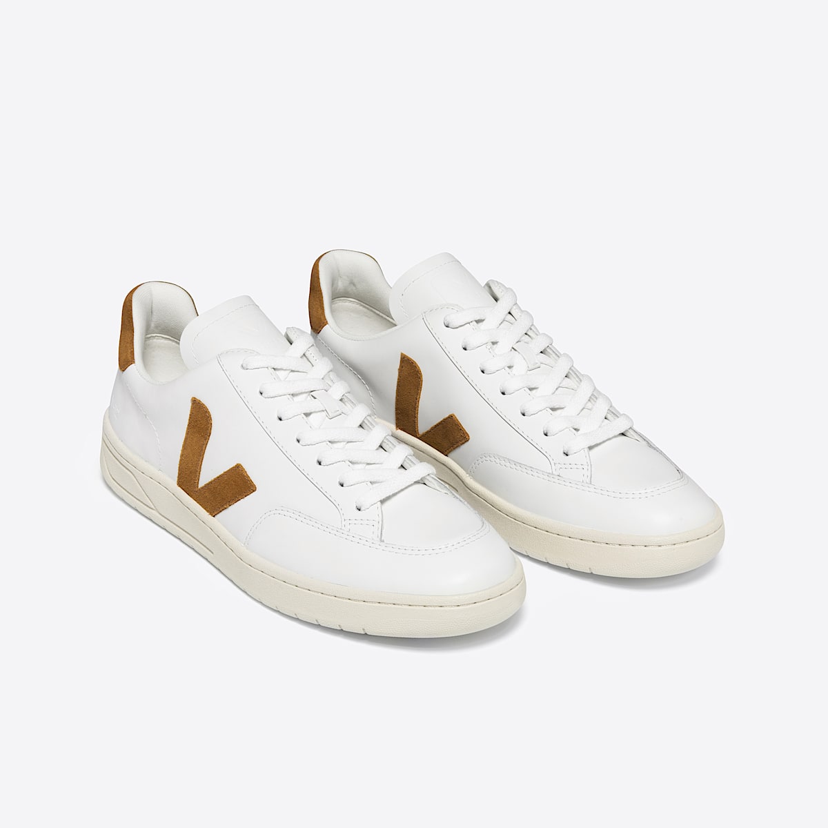 VEJA V-12 Leather White Camel - Image 2
