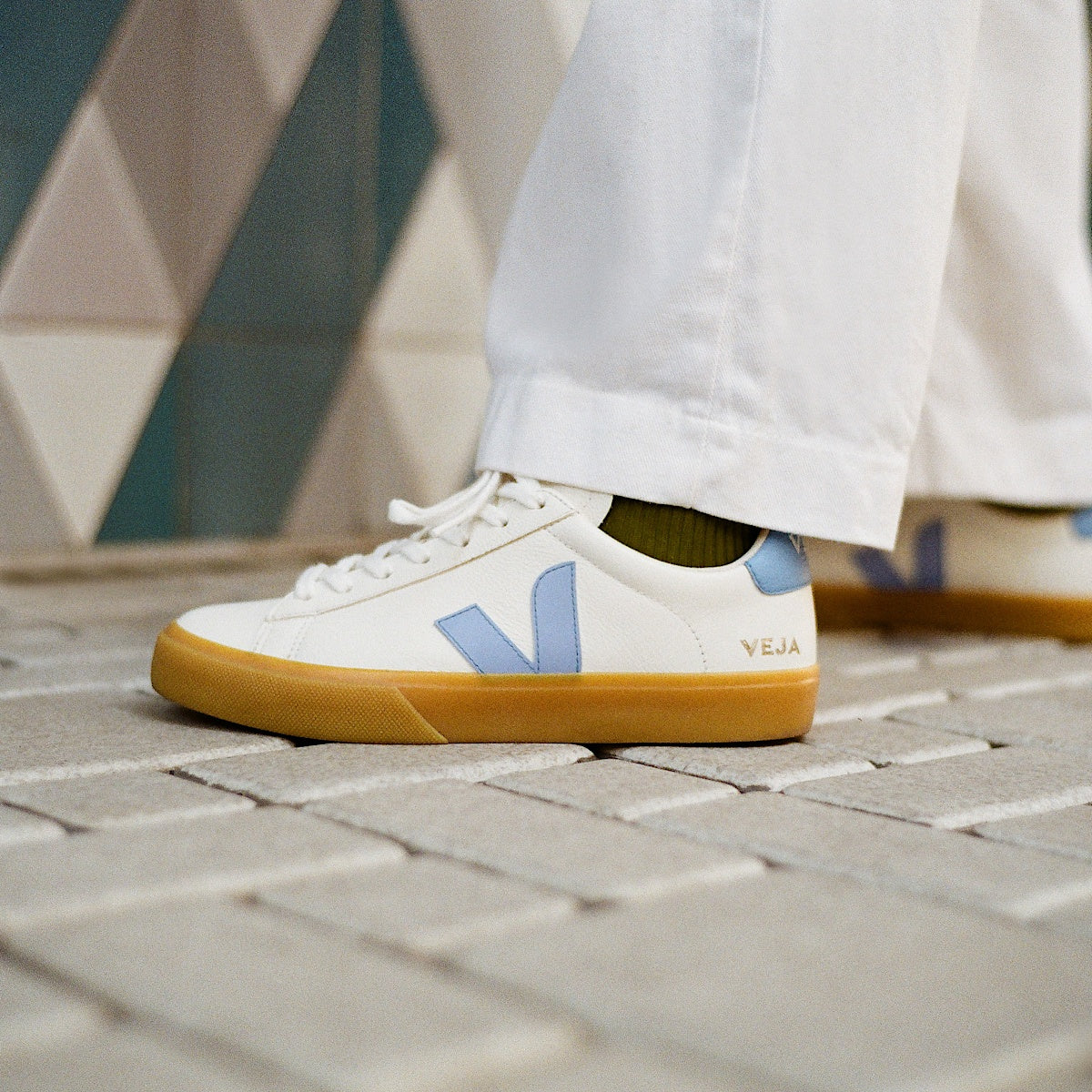 VEJA Campo Leather White Aqua Natural - Image 4