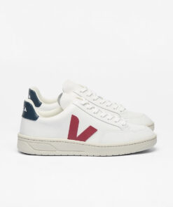VEJA V-12 Leather White Marsala Nautico